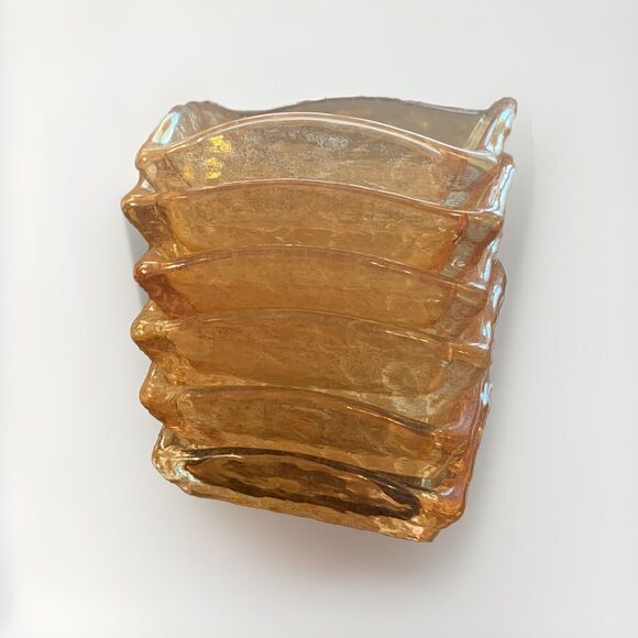 Monna Glass Designer Hand Blown Hand Made Turkish Small Dishes Amber - Picture 1 of 9